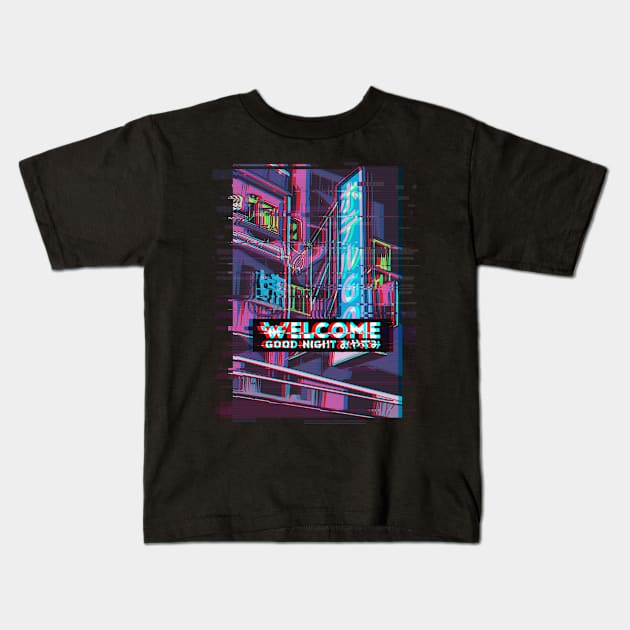 Vaporwave Aesthetic Style Glitch Kids T-Shirt by PlimPlom